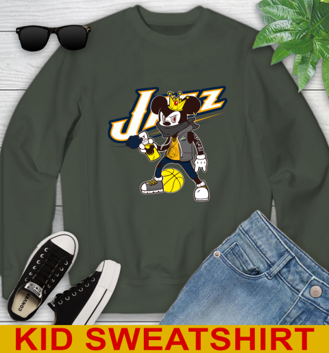Utah Jazz NBA Basketball Mickey Peace Sign Sports Youth Sweatshirt 9