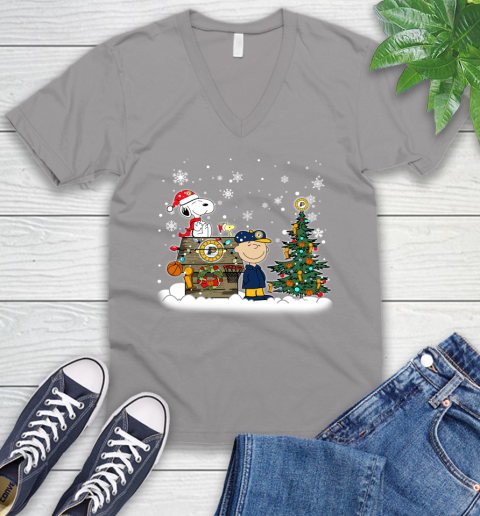 Indiana Pacers NBA Basketball Christmas The Peanuts Movie Snoopy Championship V-Neck T-Shirt 3
