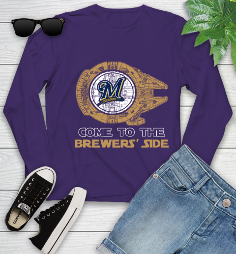 MLB Come To The Milwaukee Brewers Side Star Wars Baseball Sports Youth Long Sleeve 4