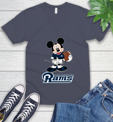 NFL Football Los Angeles Rams Cheerful Mickey Mouse Shirt V-Neck T-Shirt 8