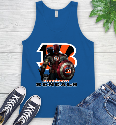 NFL Captain America Thor Spider Man Hawkeye Avengers Endgame Football Cincinnati Bengals Tank Top 5