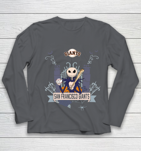 MLB San Francisco Giants Baseball Jack Skellington Halloween Youth Long Sleeve 6