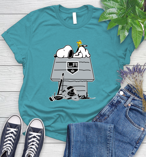 Los Angeles Kings NHL Hockey Snoopy Woodstock The Peanuts Movie Women's T-Shirt 12