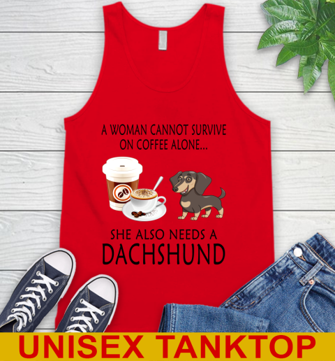 Women cannot survive on coffee alone she also need a DACHSHUND tshirt 60