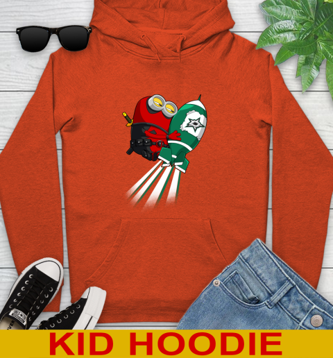 NHL Hockey Dallas Stars Deadpool Minion Marvel Shirt Youth Hoodie - Image 5