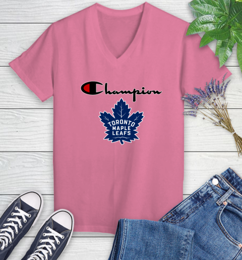 NHL Hockey Toronto Maple Leafs Champion Shirt Women's V-Neck T-Shirt 9