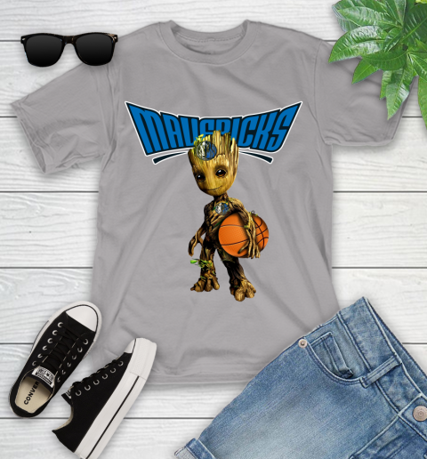 Dallas Mavericks NBA Basketball Groot Marvel Guardians Of The Galaxy Youth T-Shirt 4
