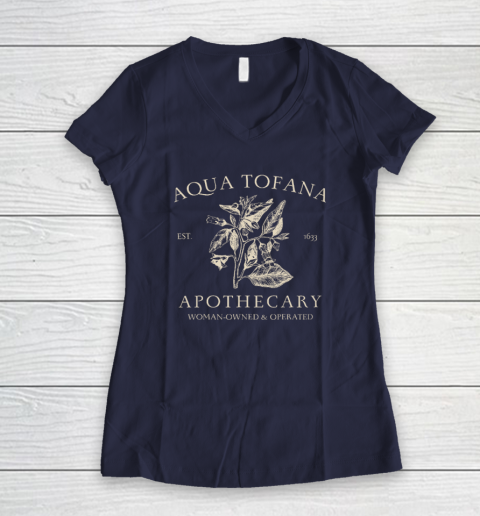 Funny Feminist Aqua Tofana Apothecary Vintage Women's V-Neck T-Shirt 7
