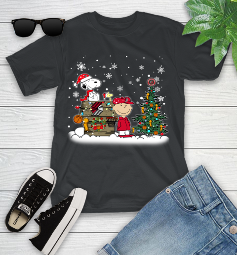 Portland Trail Blazers NBA Basketball Christmas The Peanuts Movie Snoopy Championship Youth T-Shirt