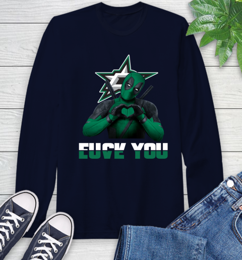 NHL Dallas Stars Deadpool Love You Fuck You Hockey Sports Long Sleeve T-Shirt 3