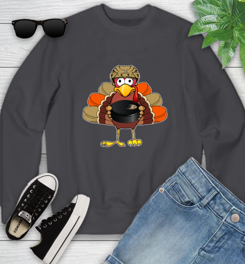 Anaheim Ducks Turkey Thanksgiving Day Youth Sweatshirt 6