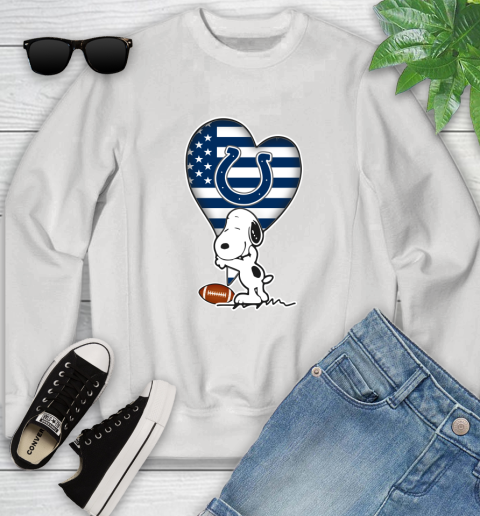 Indianapolis Colts NFL Football The Peanuts Movie Adorable Snoopy Youth Sweatshirt