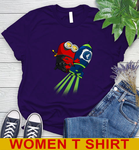 NBA Basketball Minnesota Timberwolves Deadpool Minion Marvel Shirt Women's T-Shirt 4