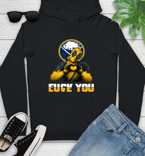 NHL Buffalo Sabres Deadpool Love You Fuck You Hockey Sports Youth Hoodie