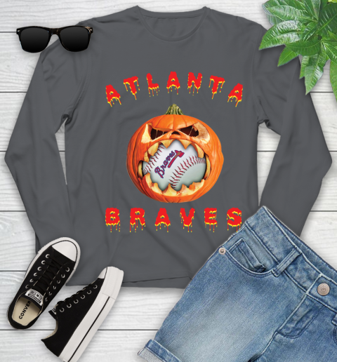 MLB Atlanta Braves Halloween Pumpkin Baseball Sports Youth Long Sleeve 8