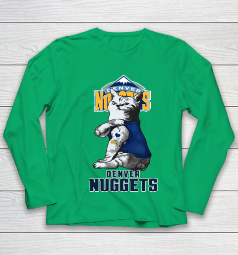 NBA Basketball My Cat Loves Denver Nuggets Youth Long Sleeve 4