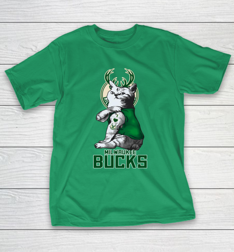NBA Basketball My Cat Loves Milwaukee Bucks T-Shirt 5