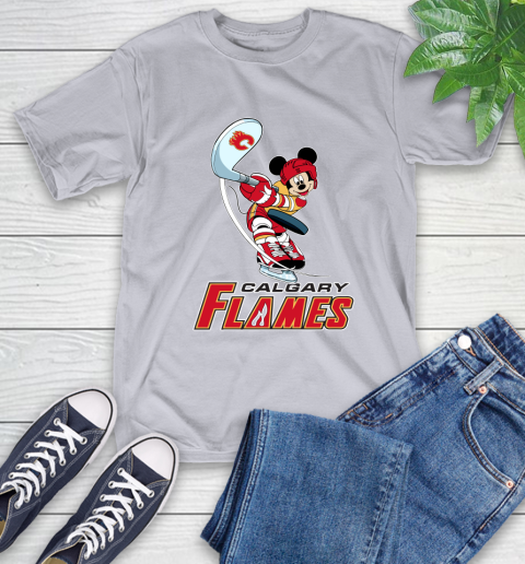 NHL Hockey Calgary Flames Cheerful Mickey Mouse Shirt T-Shirt - Image 7