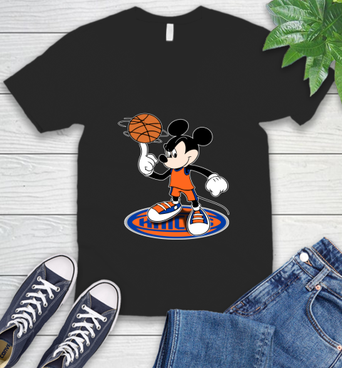 NBA Basketball New York Knicks Cheerful Mickey Disney Shirt V-Neck T-Shirt