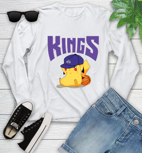 NBA Pikachu Basketball Sports Sacramento Kings Youth Long Sleeve