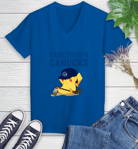 NHL Pikachu Hockey Sports Vancouver Canucks Women's V-Neck T-Shirt 10