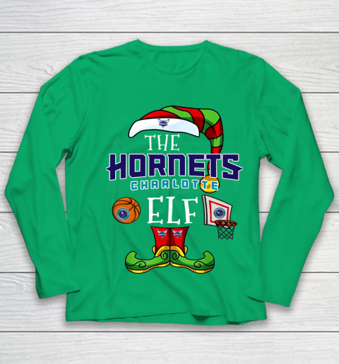 Charlotte Hornets Christmas ELF Funny NBA Youth Long Sleeve 4