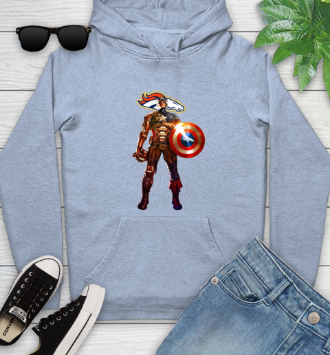 NFL Captain America Marvel Avengers Endgame Football Sports Denver Broncos Youth Hoodie 10