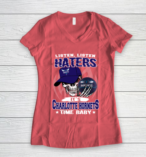 Listen Haters It is HORNETS Time Baby NBA Women's V-Neck T-Shirt 4