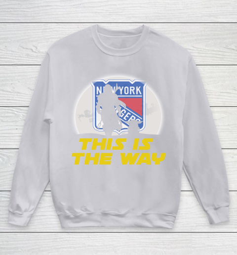 New York Rangers NHL Ice Hockey Star Wars Yoda And Mandalorian This Is The Way Youth Sweatshirt 3