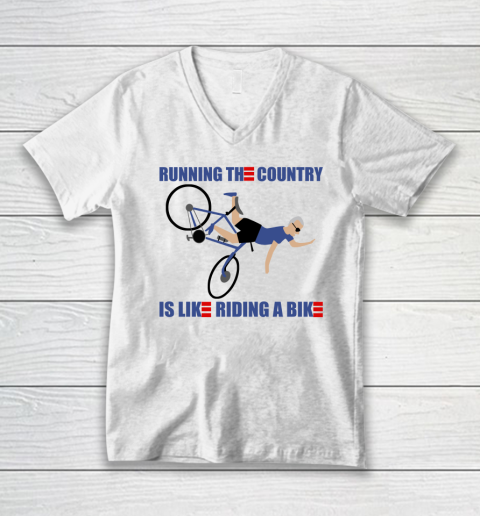 Running The Country Is Like Riding A Bike Shirt Anti Biden V-Neck T-Shirt