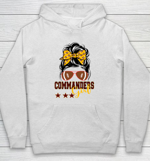 Retro Commanders Girl Messy Bun Sports Fan Team Matching Hoodie