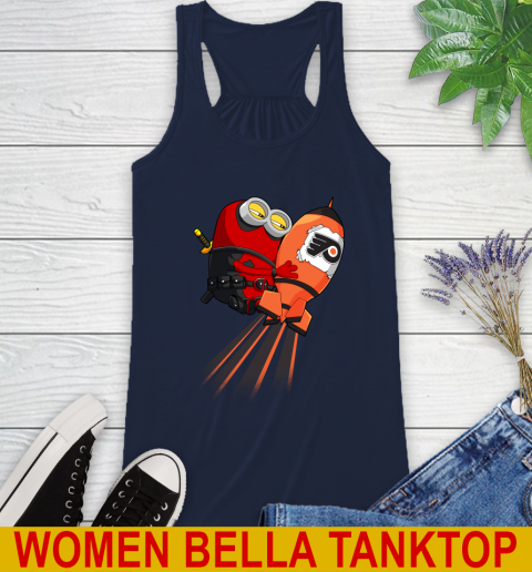NHL Hockey Philadelphia Flyers Deadpool Minion Marvel Shirt Racerback Tank 9
