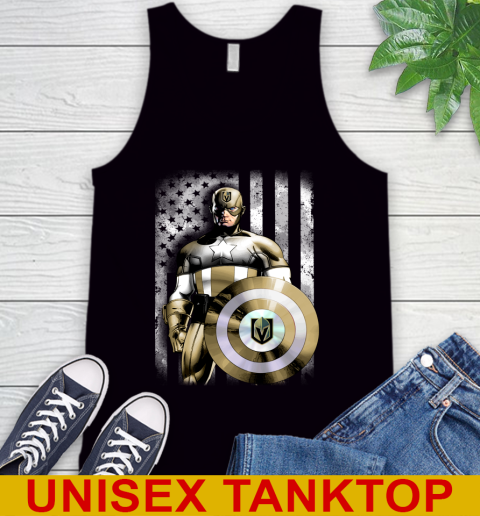 Vegas Golden Knights NHL Hockey Captain America Marvel Avengers American Flag Shirt Tank Top