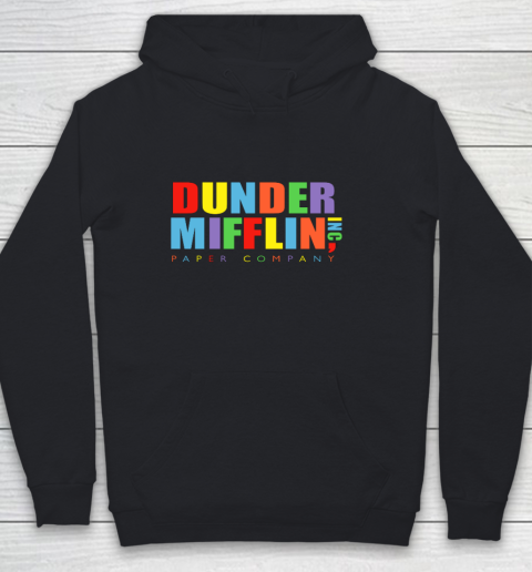 The Office Dunder Mifflin Rainbow Letters Youth Hoodie