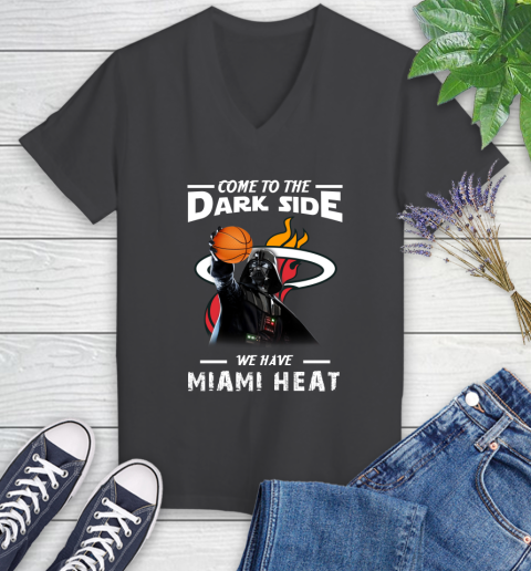 NBA Come To The Dark Side We Have Miami Heat Star Wars Darth Vader Basketball Women's V-Neck T-Shirt 8