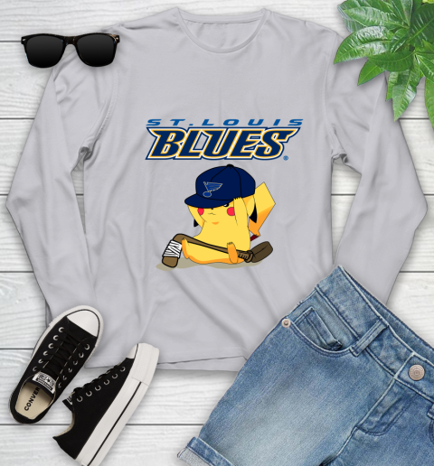 NHL Pikachu Hockey Sports St.Louis Blues Youth Long Sleeve 5