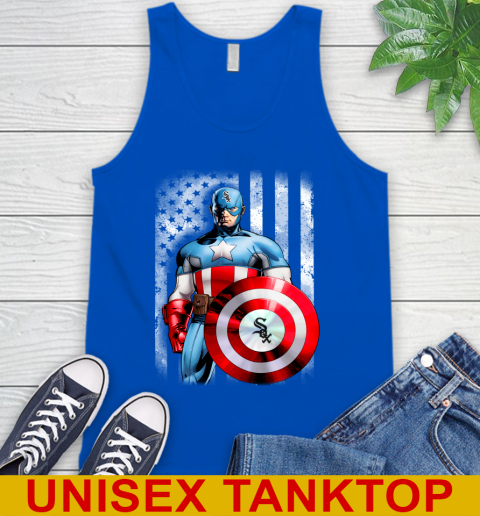 Chicago White Sox MLB Baseball Captain America Marvel Avengers American Flag Shirt Tank Top 4