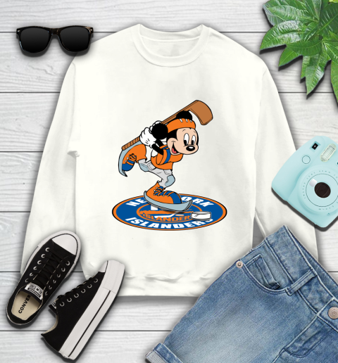 NHL Hockey New York Islanders Cheerful Mickey Disney Shirt Youth Sweatshirt 2