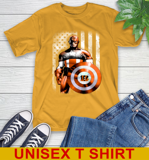 Cincinnati Bengals NFL Football Captain America Marvel Avengers American Flag Shirt T-Shirt 2