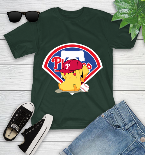MLB Pikachu Baseball Sports Philadelphia Phillies Youth T-Shirt 5