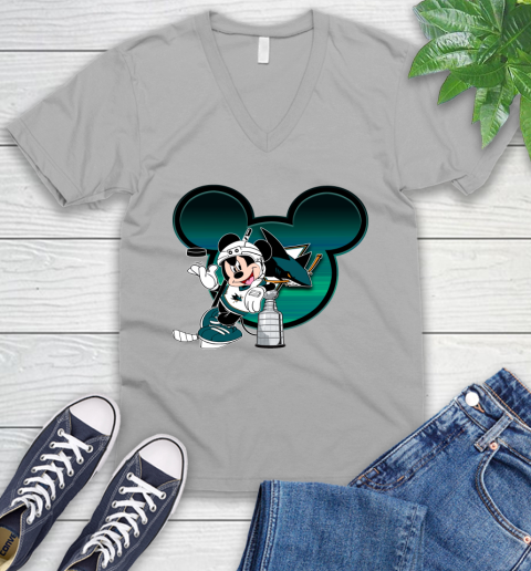 NHL San Jose Sharks Stanley Cup Mickey Mouse Disney Hockey T Shirt V-Neck T-Shirt 4