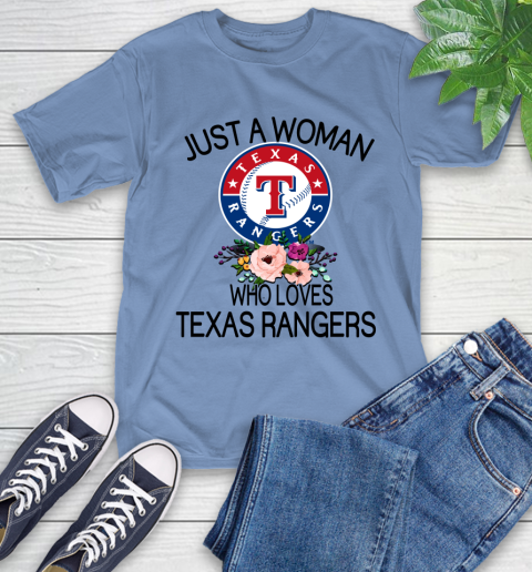 MLB Just A Woman Who Loves Texas Rangers Baseball Sports T-Shirt 11