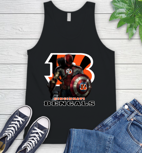 NFL Captain America Thor Spider Man Hawkeye Avengers Endgame Football Cincinnati Bengals Tank Top 2