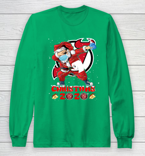 New Jersey Devils Funny Santa Claus Dabbing Christmas 2020 NHL Long Sleeve T-Shirt 4