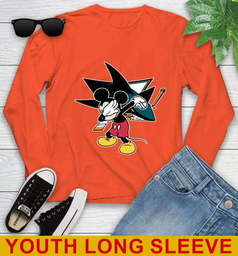 San Jose Sharks NHL Hockey Dabbing Mickey Disney Sports Youth Long Sleeve 4