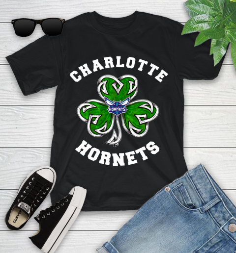 NBA Charlotte Hornets Three Leaf Clover St Patrick's Day Basketball Sports Youth T-Shirt
