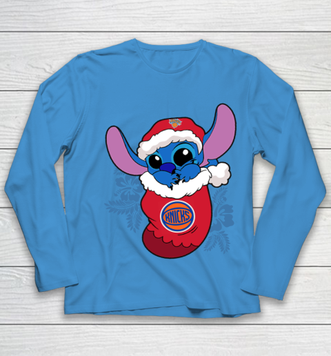 New York Knicks Christmas Stitch In The Sock Funny Disney NBA Youth Long Sleeve 7