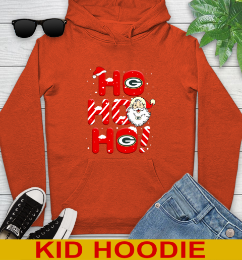 Green Bay Packers NFL Football Ho Ho Ho Santa Claus Merry Christmas Shirt Youth Hoodie 4