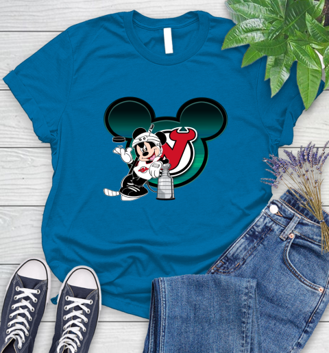 NHL New Jersey Devils Stanley Cup Mickey Mouse Disney Hockey T Shirt Women's T-Shirt 7