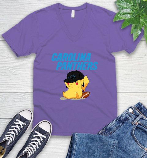 NFL Pikachu Football Sports Carolina Panthers V-Neck T-Shirt 9